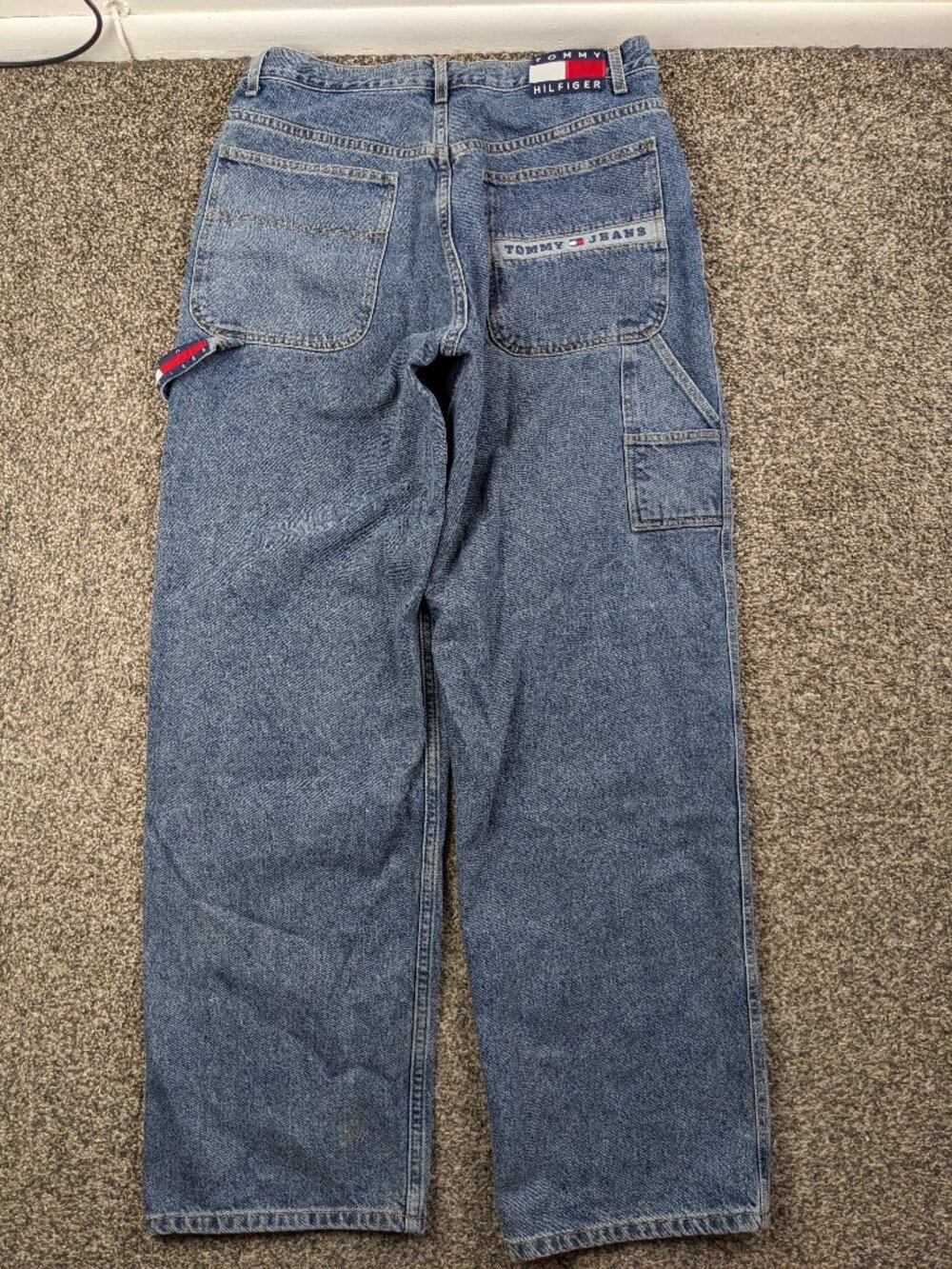 Vintage 2002 Tommy Hilfiger Jeans Carpenter Baggy Wide Leg Blue 34x34 Y2K